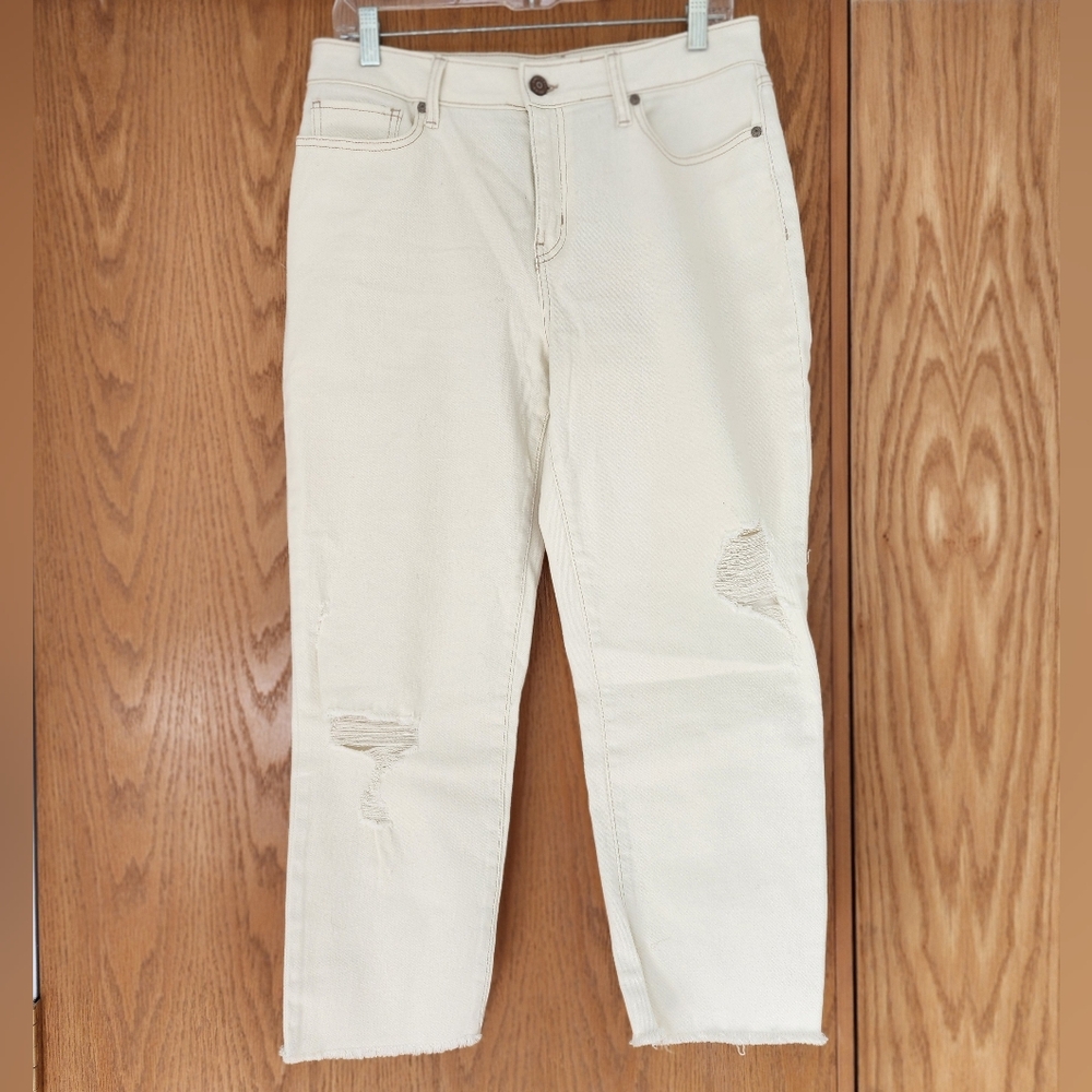 NWOT Sincerely Jules Cream Denim Super High Rise Mom Jeans Women's 11/30